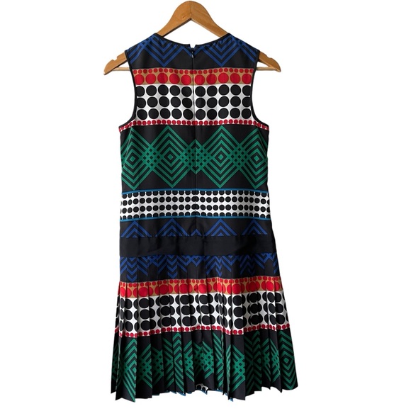 Trina Turk Polka Dot Sleeveless Pleated Dress Vintage Style Silk Size 2 - Picture 5 of 8